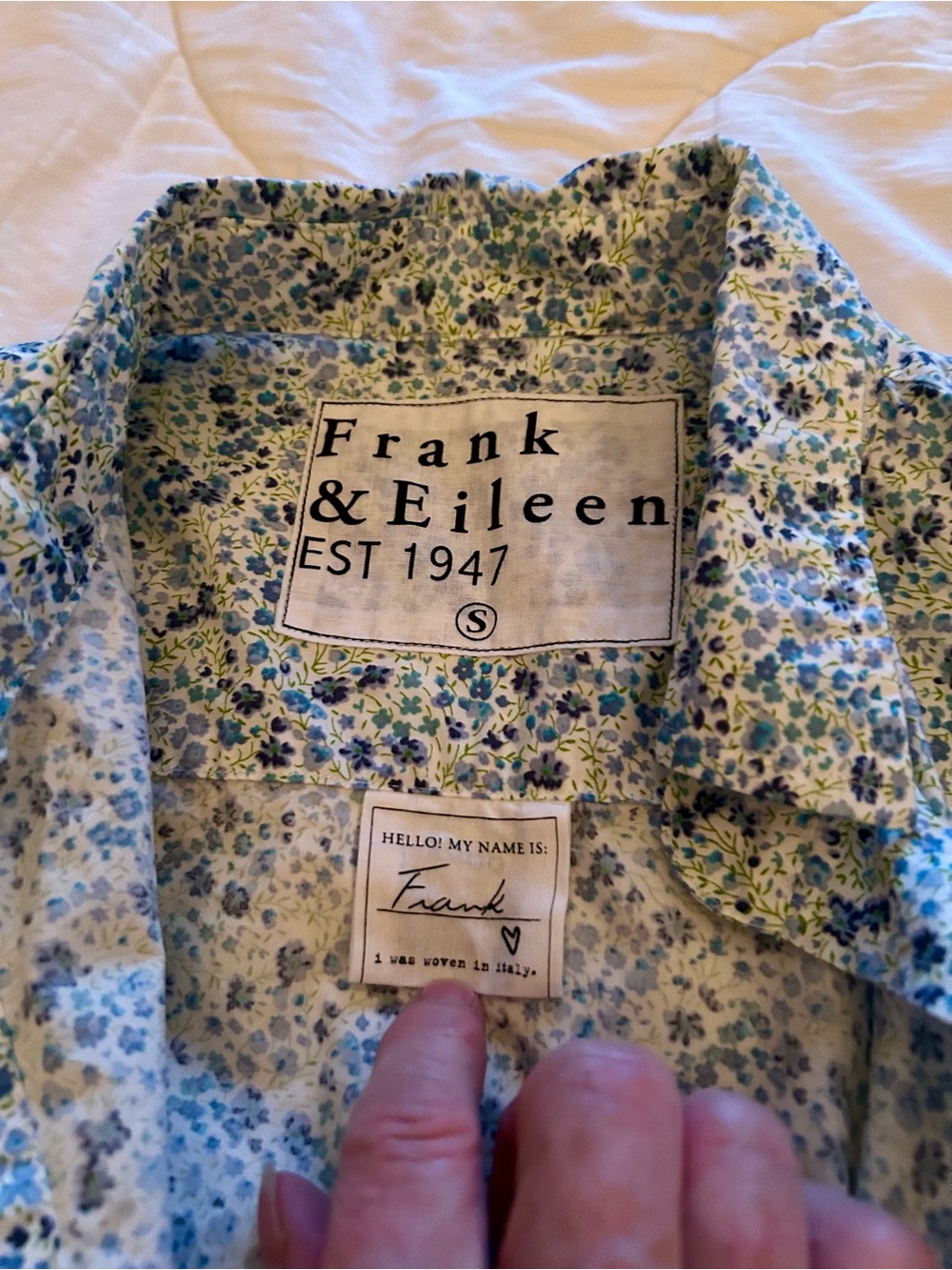 Frank & Eileen women’s Light Blue and Navy Floral Button-Down Shirt - Picture 5 of 5